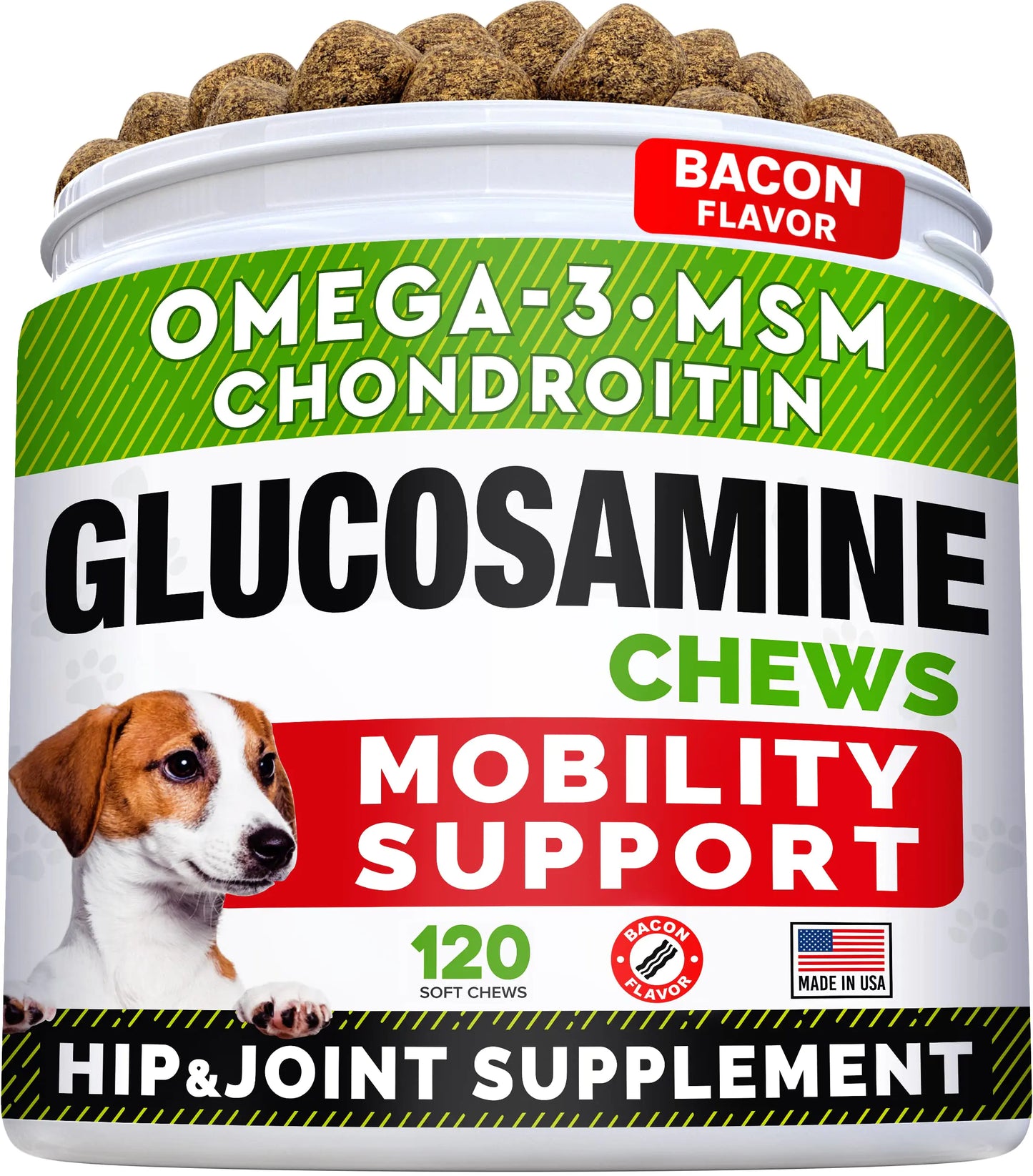 Advanced Hemp + Glucosamine Dog Joint Supplement - Hip Joint Pain Relief - Mobility Hemp Chews for Dogs - Chondroitin MSM Omega - Hemp Oil Treats - Made in USA - Lamb Flavor - 120 Hemp Treats