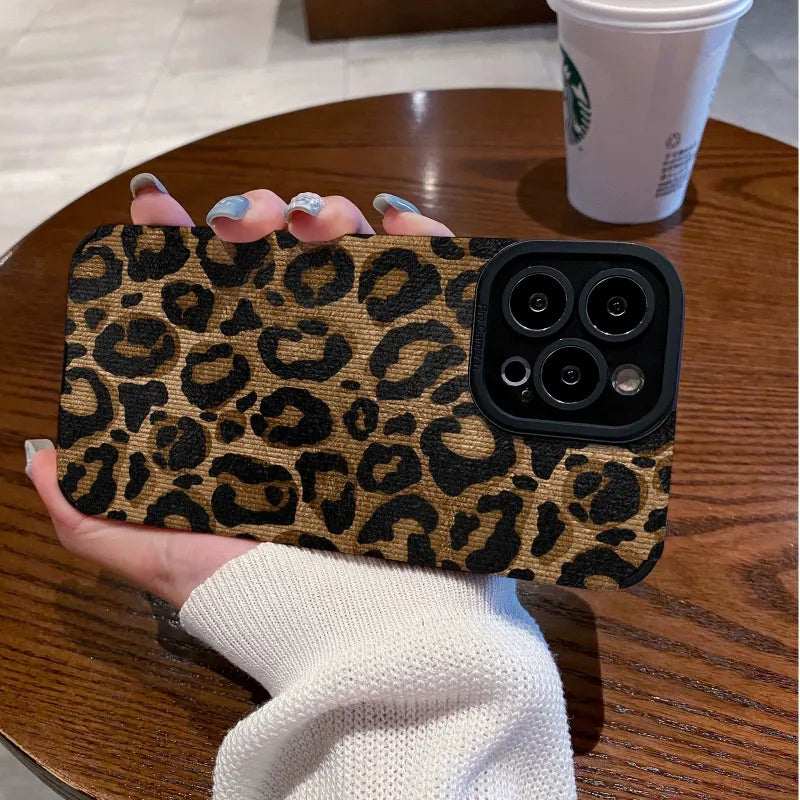 Gold Leopard Print Cartoon Phone Case