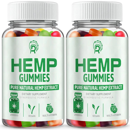 Drloton 2 Pack Hemp Gummies High Potency Organic Hemp Supplement - with Pure Natural Hemp Oil Extract Bear Edible Gummy Hemp Gummy for Adults Vegan Made in USA