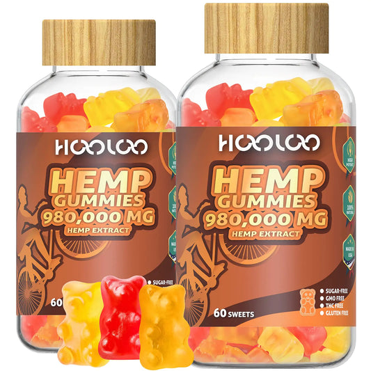 HOOLOO Hemp Gummies 980000 Fruity Sugar Free Hemp Gummy Bears for Adults Made in USA